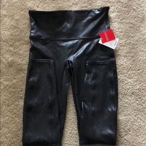 Spanx faux leather moto leggings